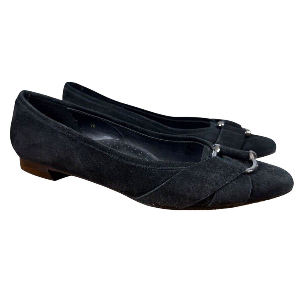 Vaneli Van Eli Kemen Women Black Suede Leather Slip On Flats Shoes Point Toe 9W